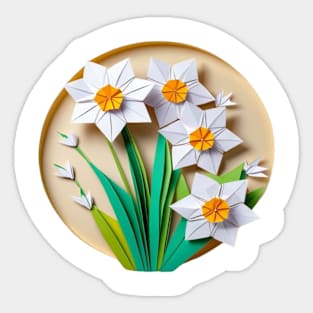 Origami Paper White Narcissus - PanfurWare LLC Sticker